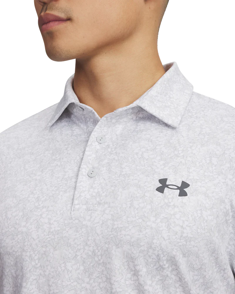 Under Armour Men's Golf Polo | Playoff 3.0 Printed Polo | Light Grey