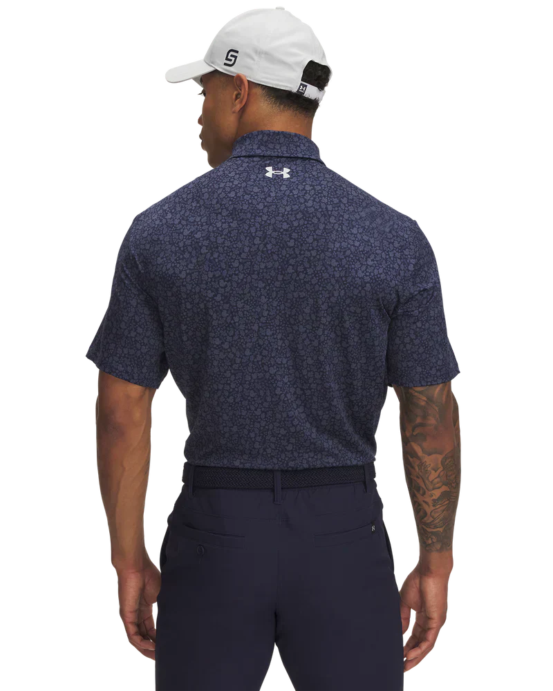 Under Armour Men`s Golf Shirt | Playoff Printed 3.0 Polo | Navy/Grey
