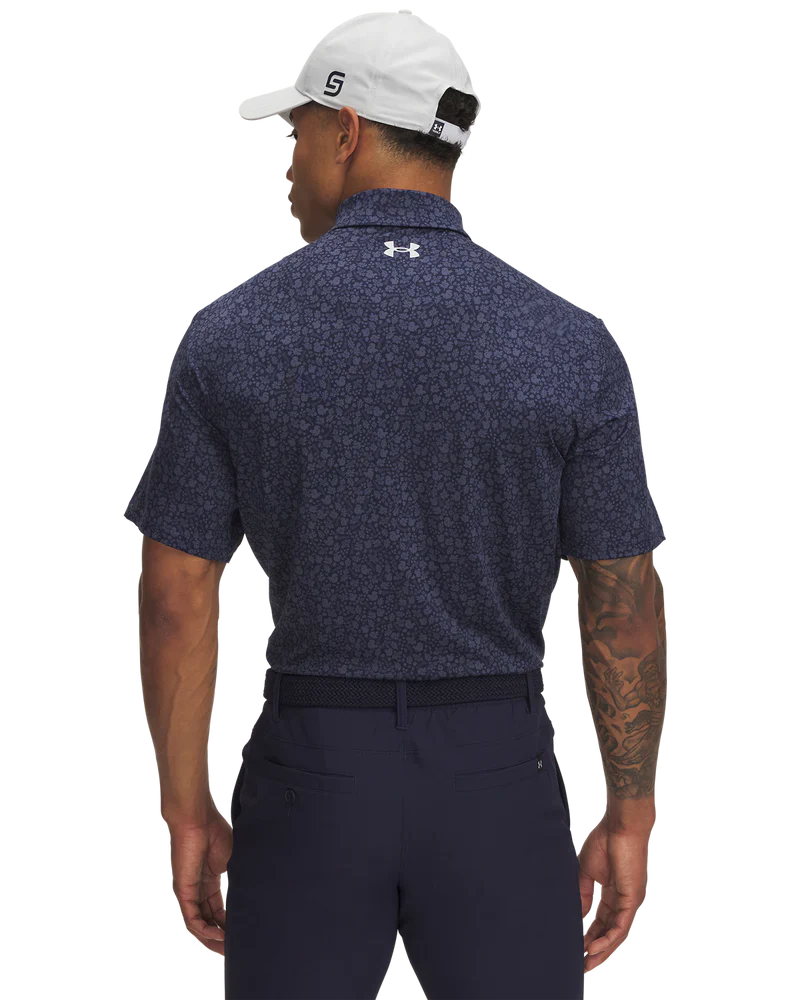Under Armour Men`s Golf Shirt | Playoff Printed 3.0 Polo | Navy/Grey