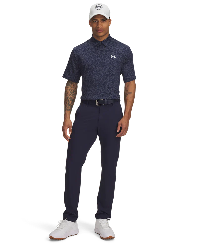 Under Armour Men`s Golf Shirt | Playoff Printed 3.0 Polo | Navy/Grey