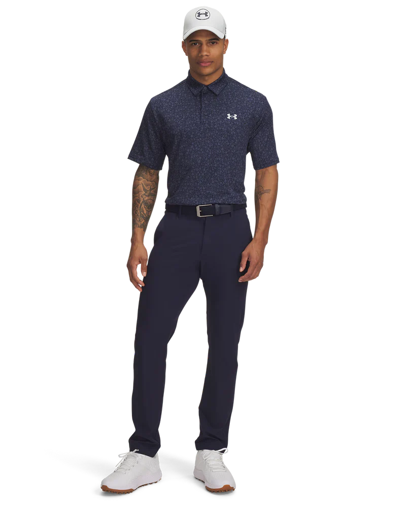 Under Armour Men`s Golf Shirt | Playoff Printed 3.0 Polo | Navy/Grey