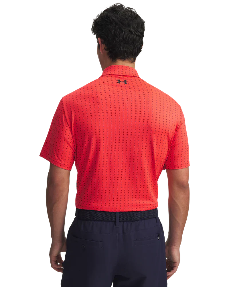 Under Armour Men's Golf Polo | Playoff 3.0 Printed Polo | Racer Red