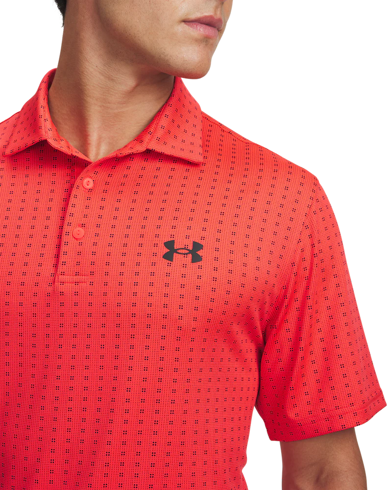 Under Armour Men's Golf Polo | Playoff 3.0 Printed Polo | Racer Red