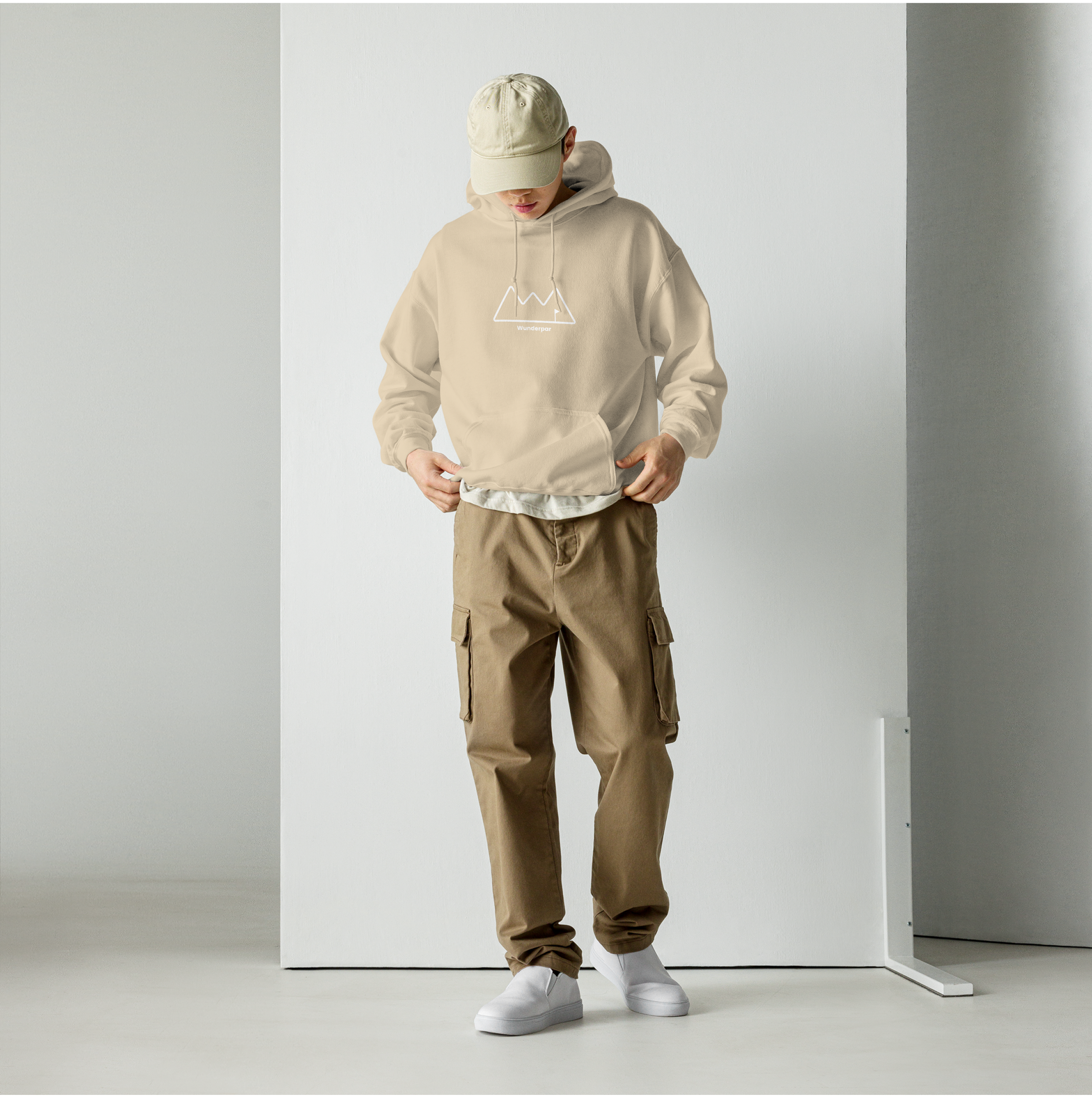 Wunderpar Outline Logo Hoodie - Beige