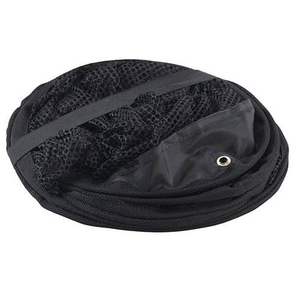 Black mesh bag with zipper and handle, likely for carrying small items or tools.