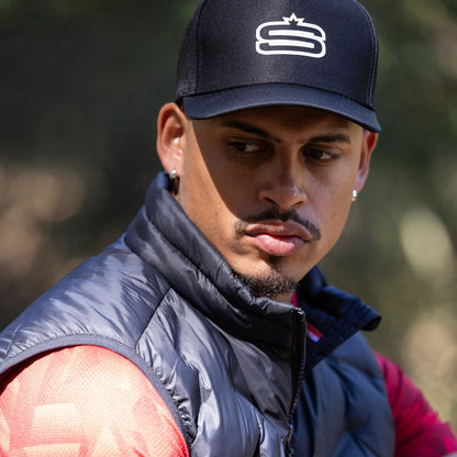 Alpha - 5 Panel Performance Cap with "S" Print & Laser Hole Detail