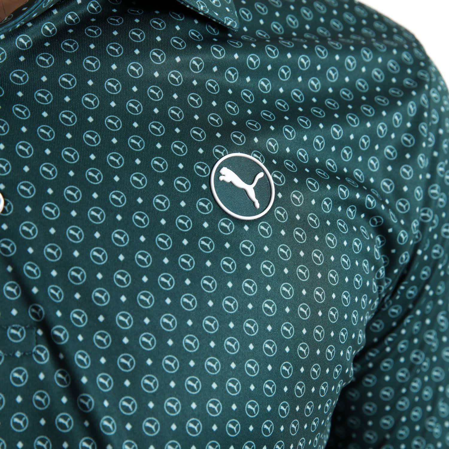 Puma Men's Golf Shirt | Pure 2.0 Polo | Circle Cat | Green Terrain/Light Moss