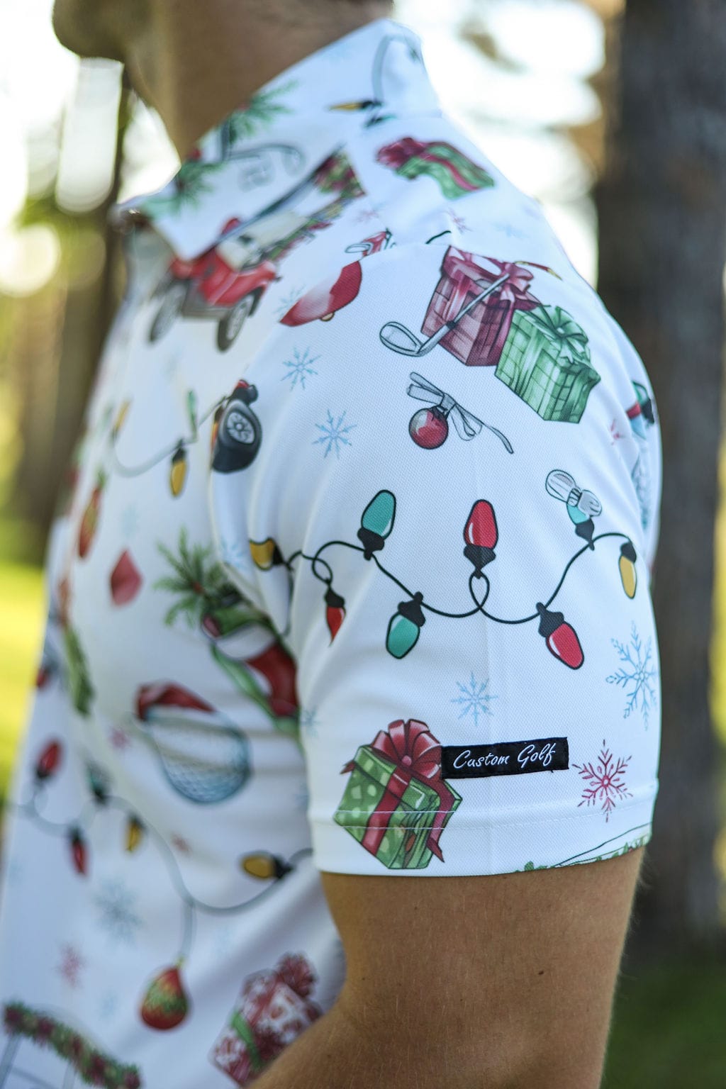 Custom Apparel Men's Funky Golf Shirt | Jingle Bell Drive