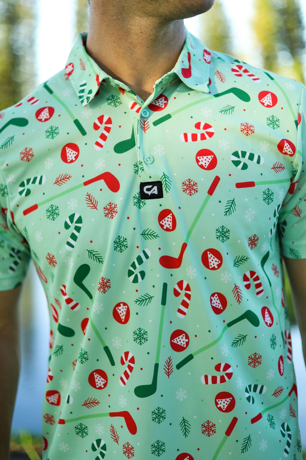 Custom Apparel Men's Funky Golf Shirt | Oh Christmas Tree