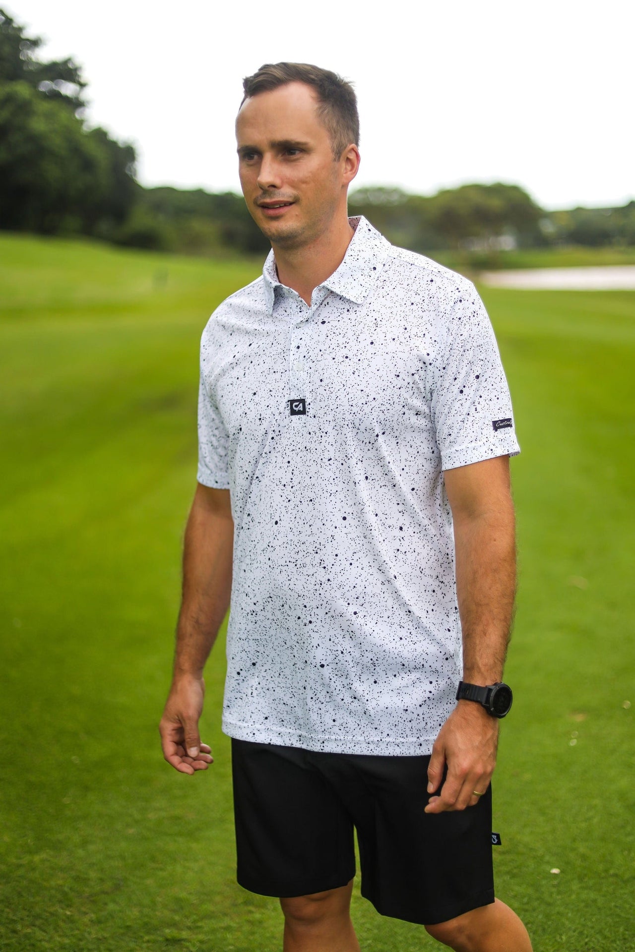 Custom Apparel Men's Funky Golf Shirt | Ink Splatter