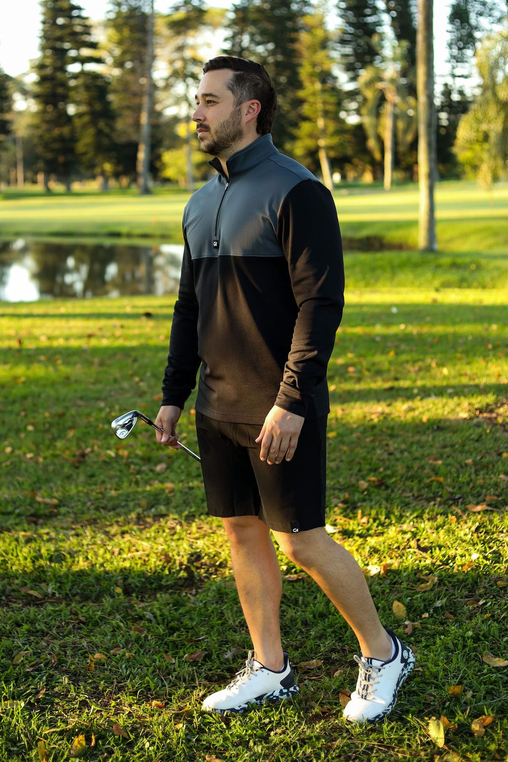 Custom Apparel Men`s Golf Jersey | Thermal | Grey/Navy