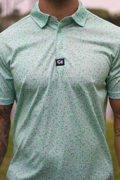 Custom Apparel Men's Funky Golf Shirt | Green Splatter