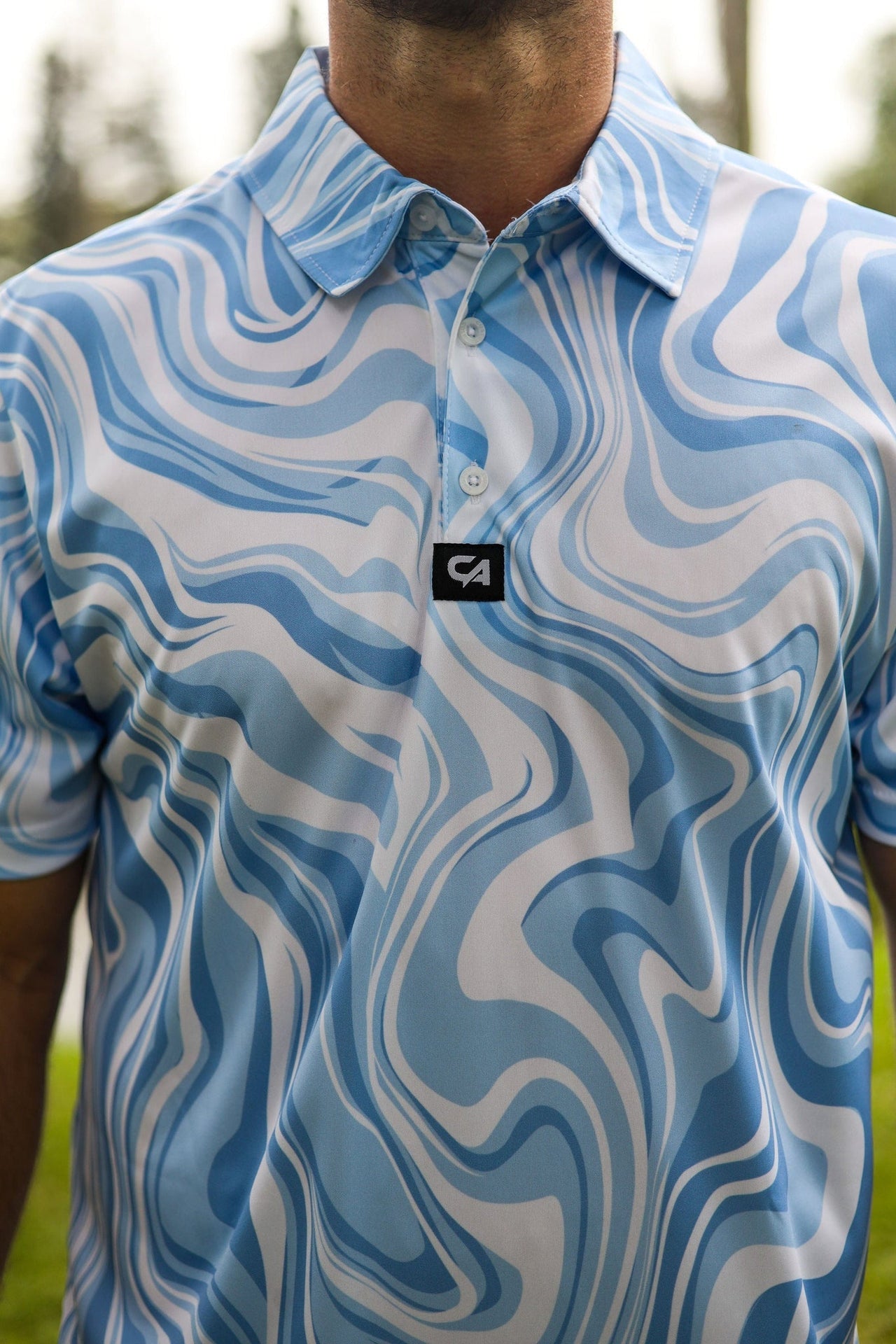 Custom Apparel Men's Funky Golf Shirt | Marble Ocean