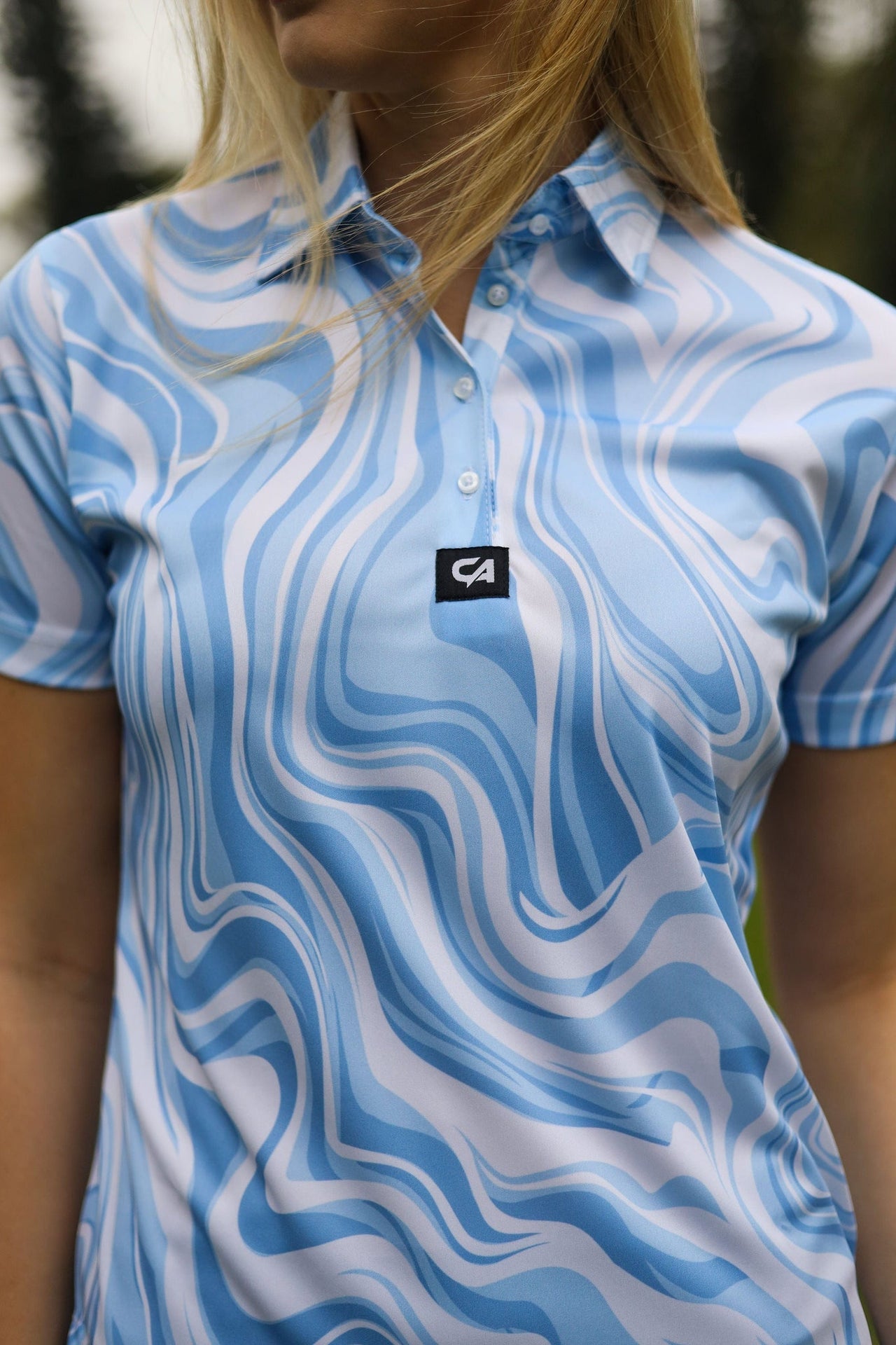 Custom Apparel Women's Funky Golf Shirt | Marble Ocean