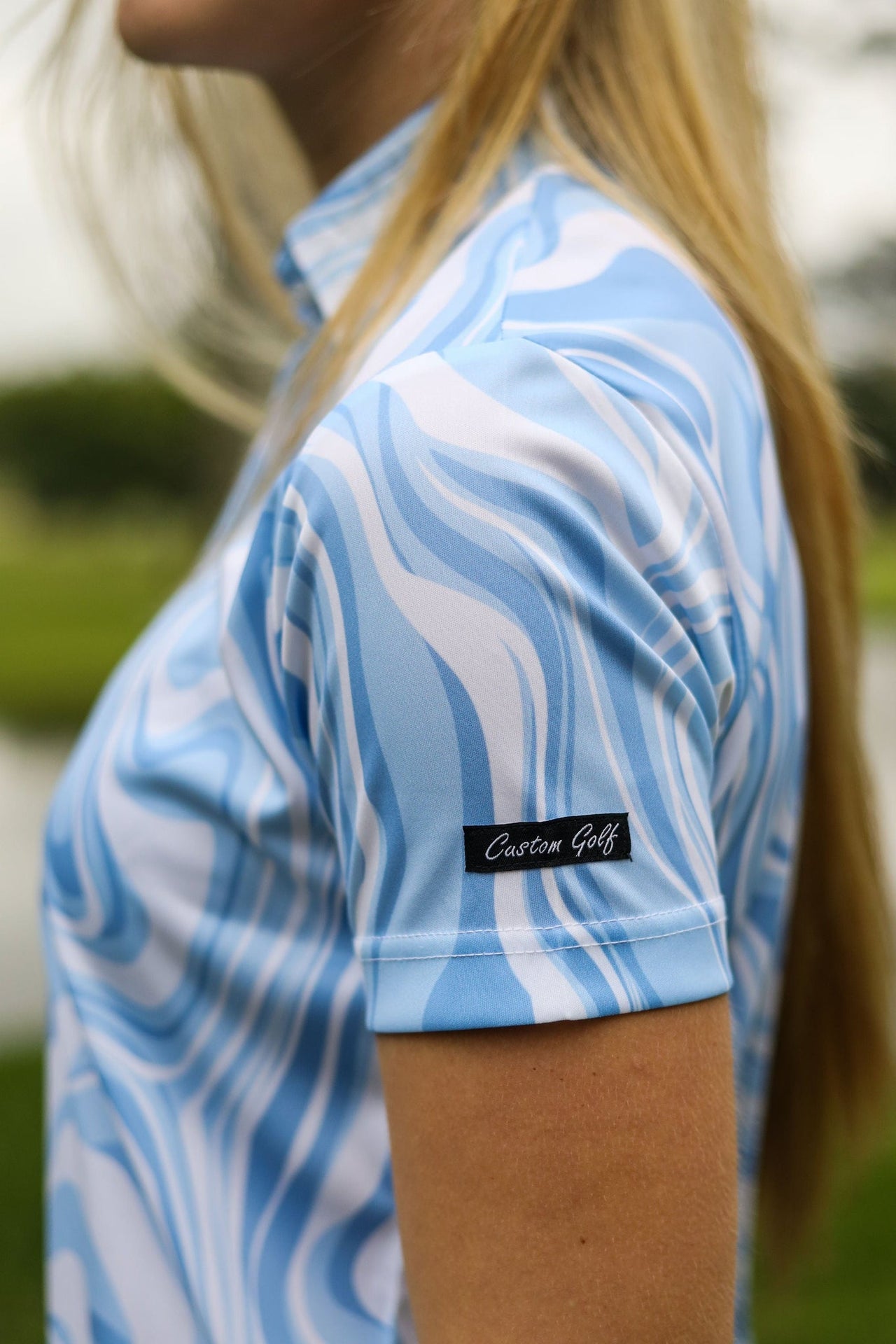 Custom Apparel Women's Funky Golf Shirt | Marble Ocean