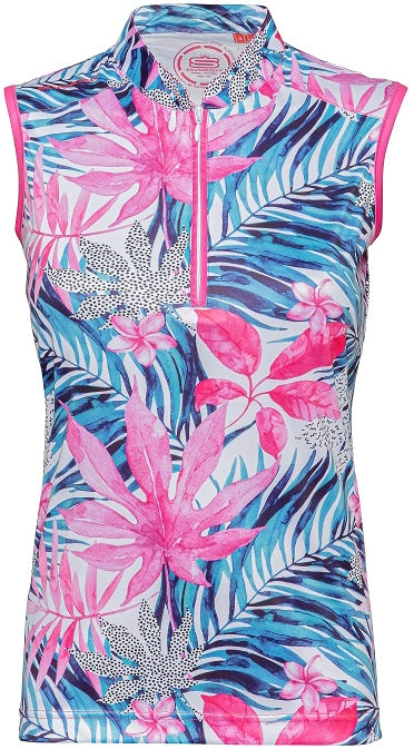 Women's Paradise Dry Tech Performance Golfer Sleeveless Shirt