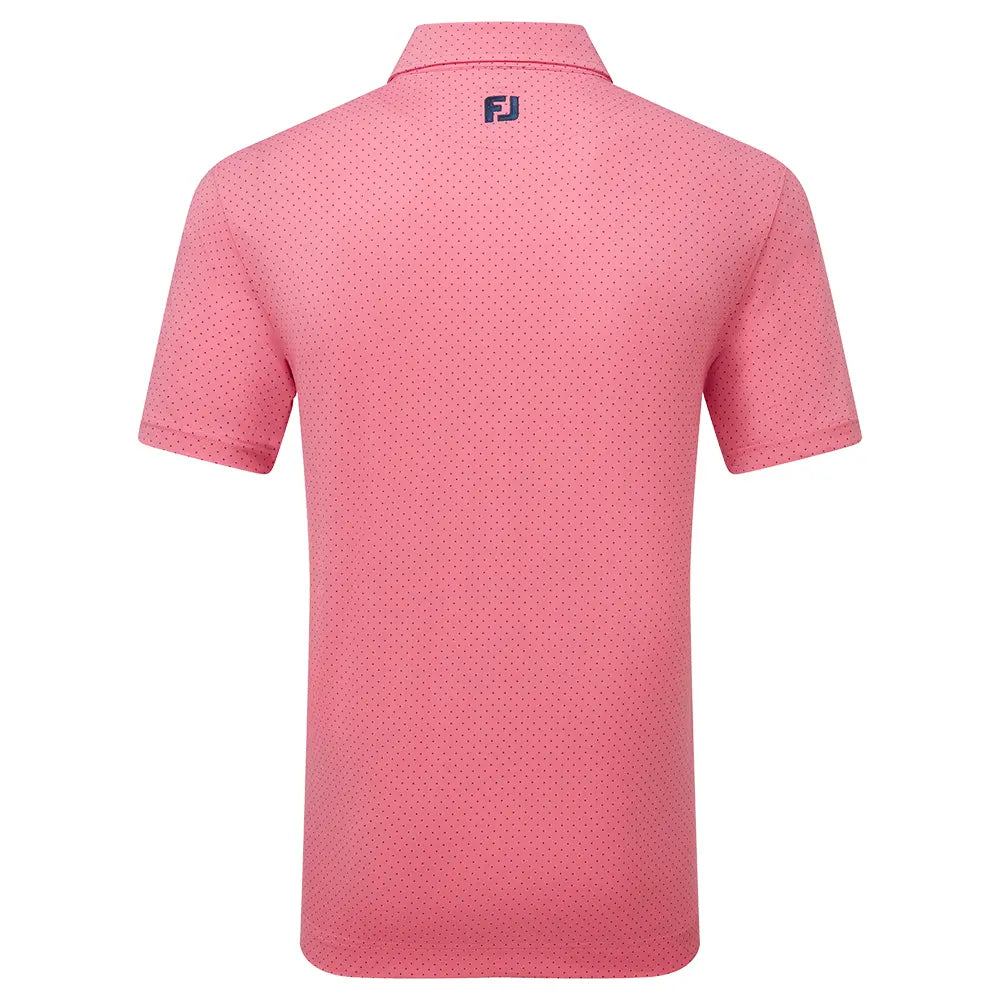 Footjoy Men`s Golf Shirt | EU Stretch Dot Printed LSL | Pink Lemon