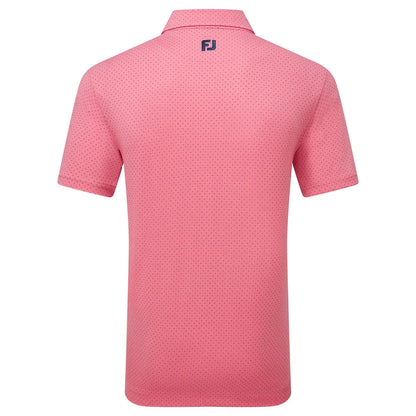 Footjoy Men`s Golf Shirt | EU Stretch Dot Printed LSL | Pink Lemon