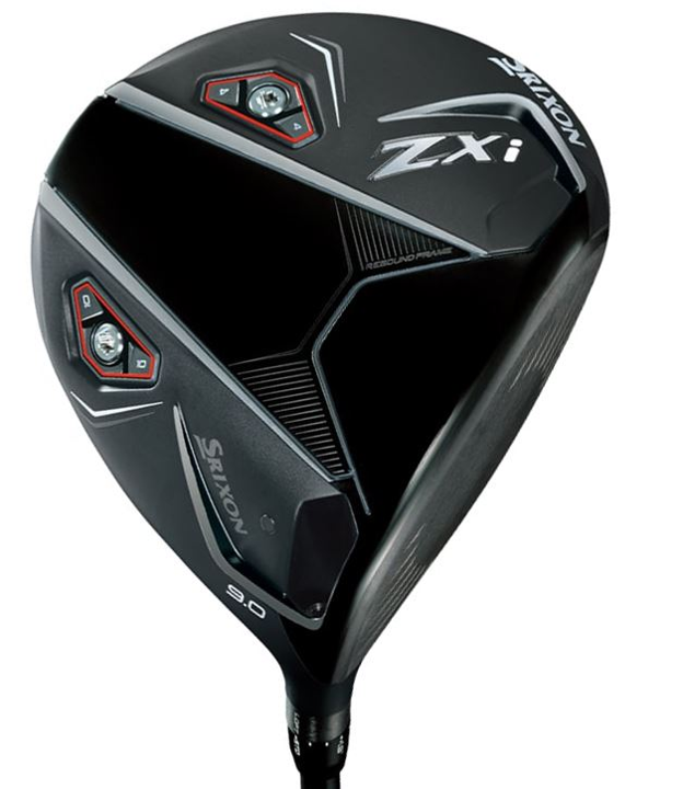 Black and red srixon zxi golf driver with a sleek, aerodynamic design.