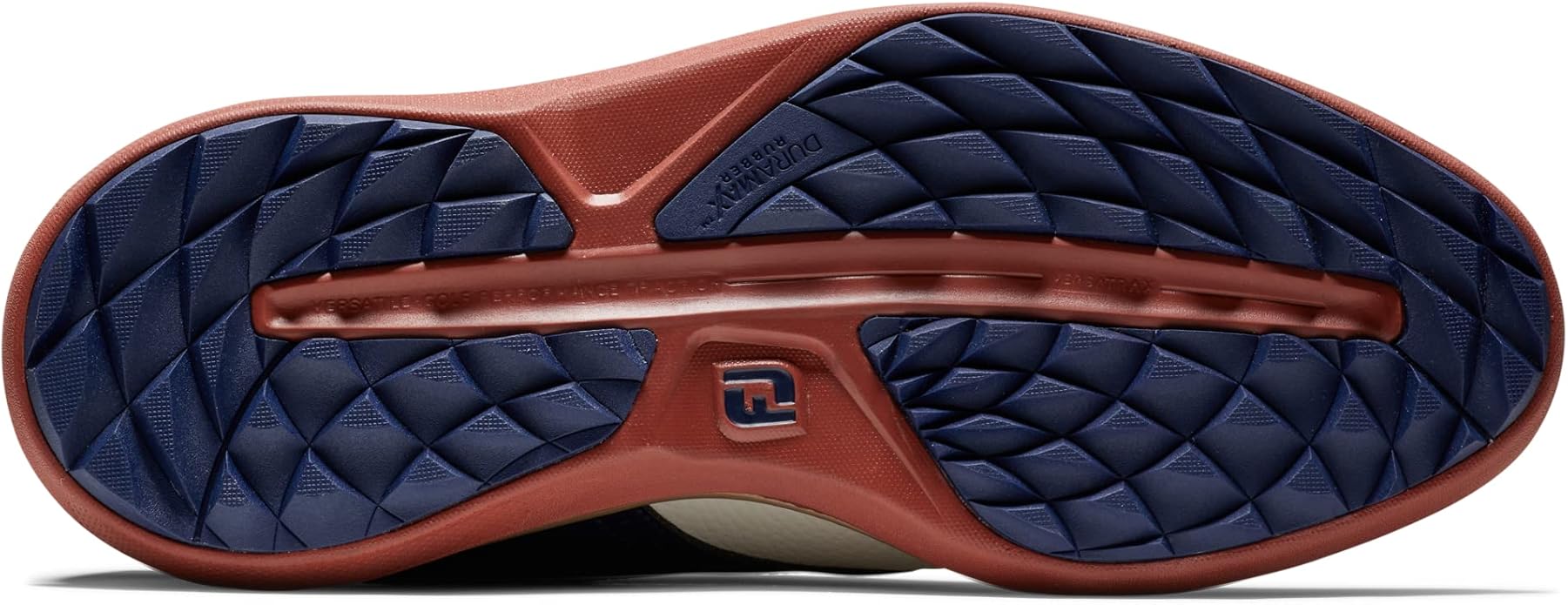 Footjoy Men's Golf Shoes | Traditions | Spikeless | White/Navy/Brick