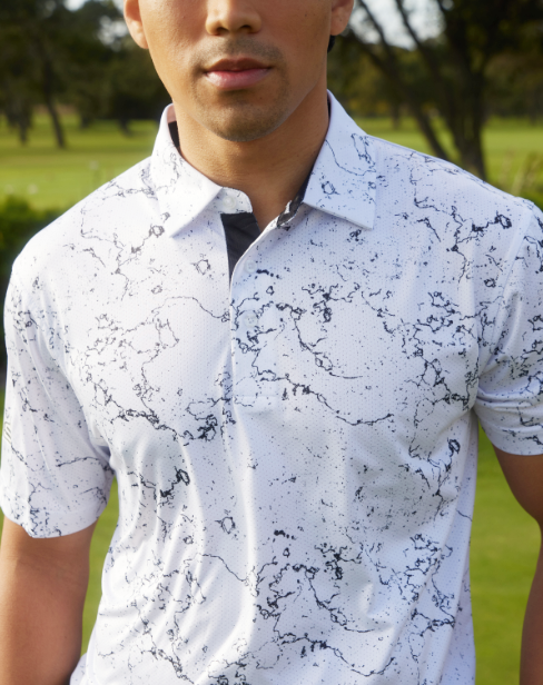 Men's Marbled Dry Tech Performance Golfer Polo Shirt