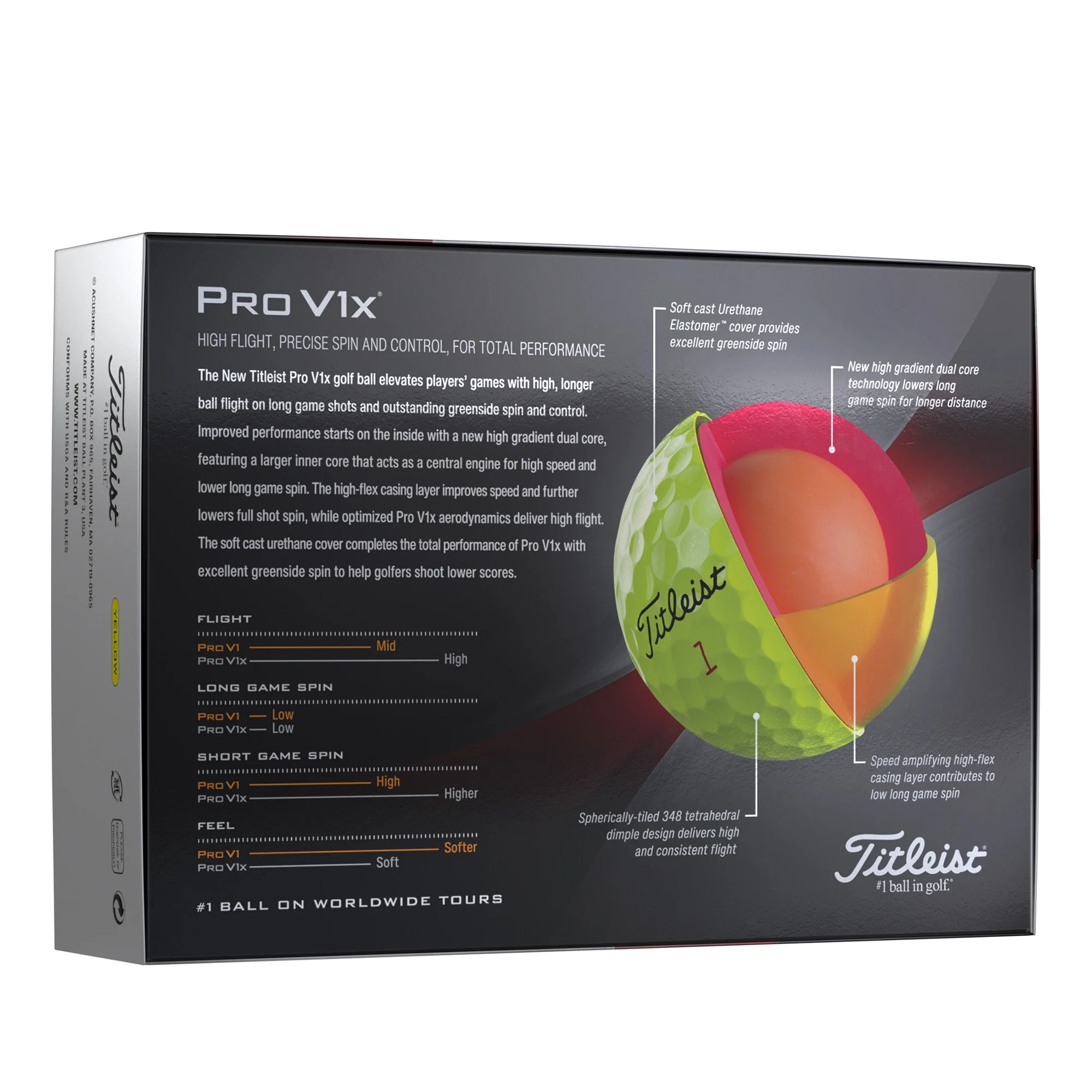 V1X Yellow Golf Balls High Flight, Precise Spin, Longer Distance, 2023