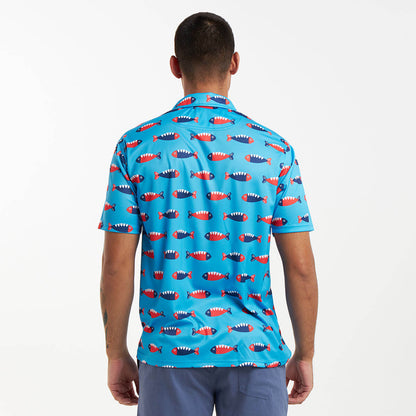 Golf Shirt - Mr Fish | Bubblegum Blue