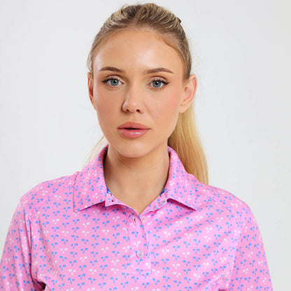 Ladies Golf Shirt - Palms | Pink