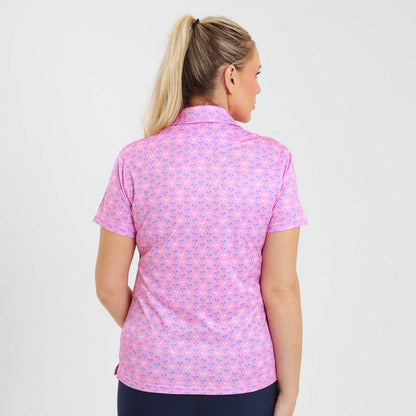 Ladies Golf Shirt - Palms | Pink