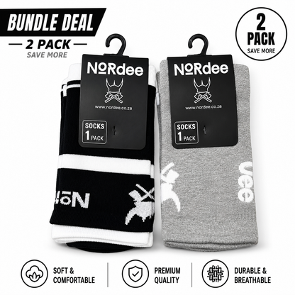 NORdee Bundle Deal – Grey & Black Performance Socks (2 Pair Pack)