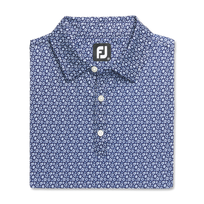 Footjoy Men`s Golf Shirt | EU Flower Bud Foulard | Navy