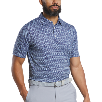 Footjoy Men`s Golf Shirt | EU Flower Bud Foulard | Navy