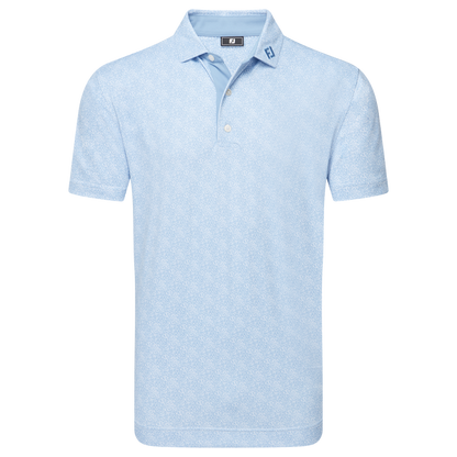 Footjoy Men`s Golf Shirt | EU Speckle Print Pique | Blue Jay/White