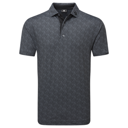Footjoy Men`s Golf Shirt | EU Speckle Print Pique | Black/Flint