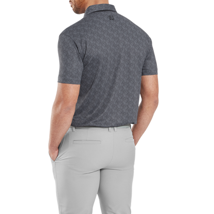 Footjoy Men`s Golf Shirt | EU Speckle Print Pique | Black/Flint