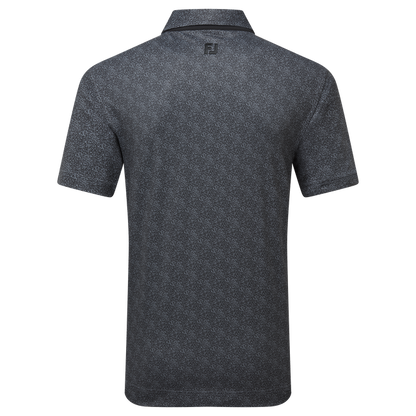 Footjoy Men`s Golf Shirt | EU Speckle Print Pique | Black/Flint