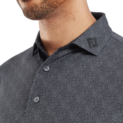 Footjoy Men`s Golf Shirt | EU Speckle Print Pique | Black/Flint