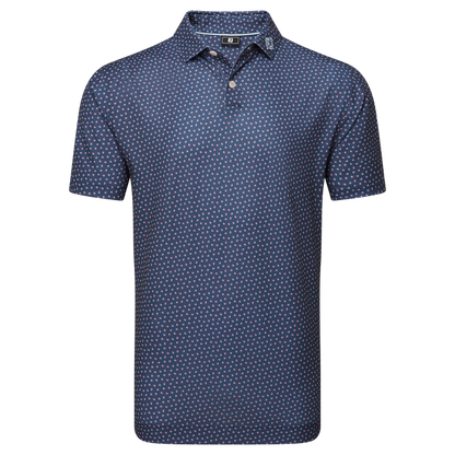 Footjoy Men's Golf Shirt | EU Bounce Printed  Pique | Dark Deni