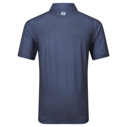 Footjoy Men's Golf Shirt | EU Bounce Printed  Pique | Dark Deni