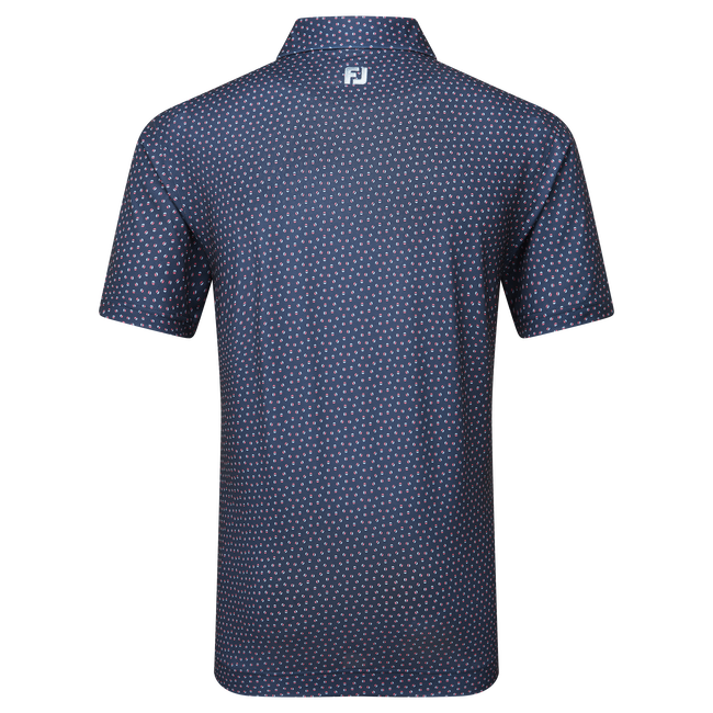 Footjoy Men's Golf Shirt | EU Bounce Printed  Pique | Dark Deni