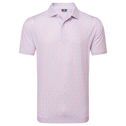 Footjoy Men`s Golf Shirt | EU Floral Sketch Lisle | Pink Lemonade