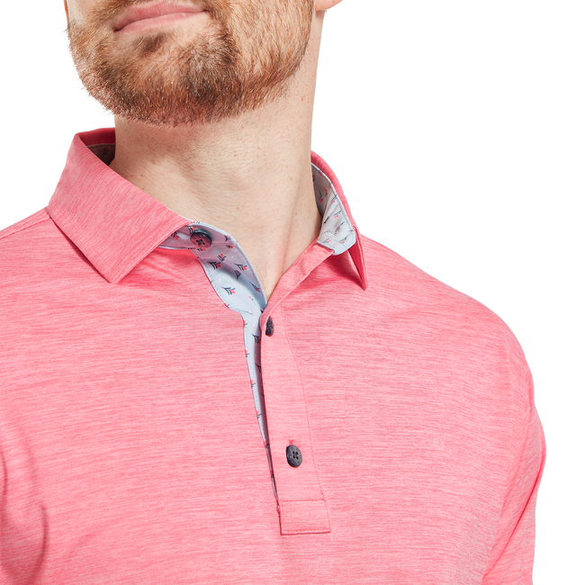 Footjoy Men`s Golf Shirt | EU Heather Lisle | Pink Lemonade
