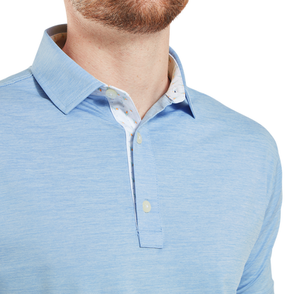 Footjoy Men`s Golf Shirt | EU Heather Lisle | Blue Jay