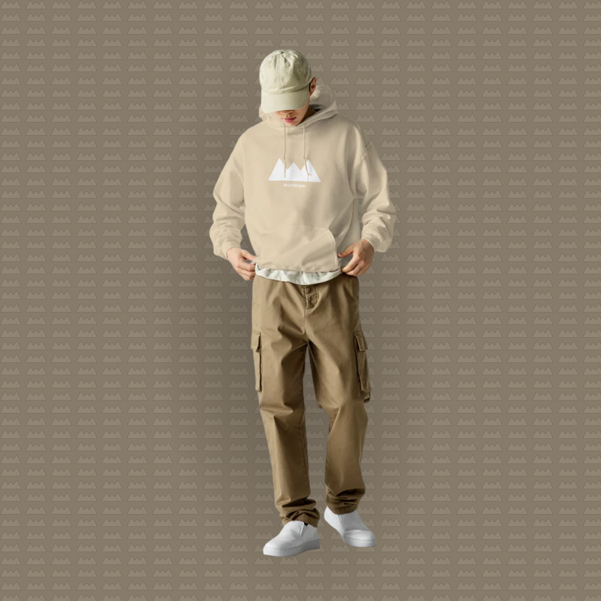 Wunderpar Solid Logo Hoodie - Beige