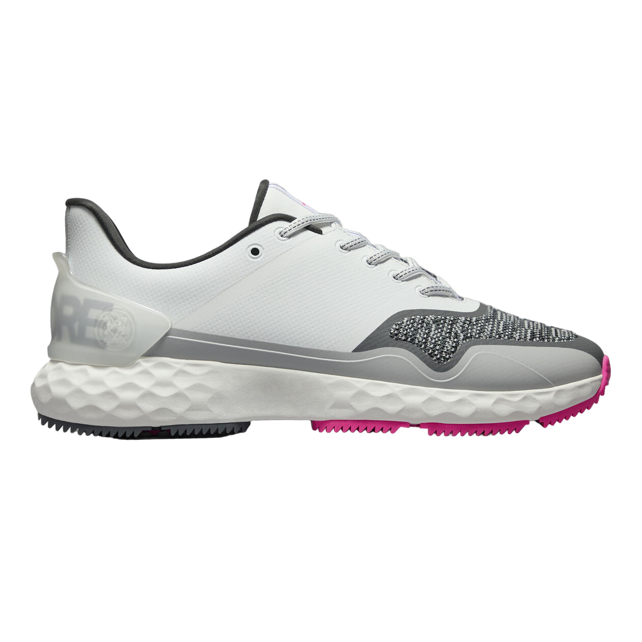 G/Fore Men`s Golf Shoe | MG4+ Stippled | Snow/Grey/Pink