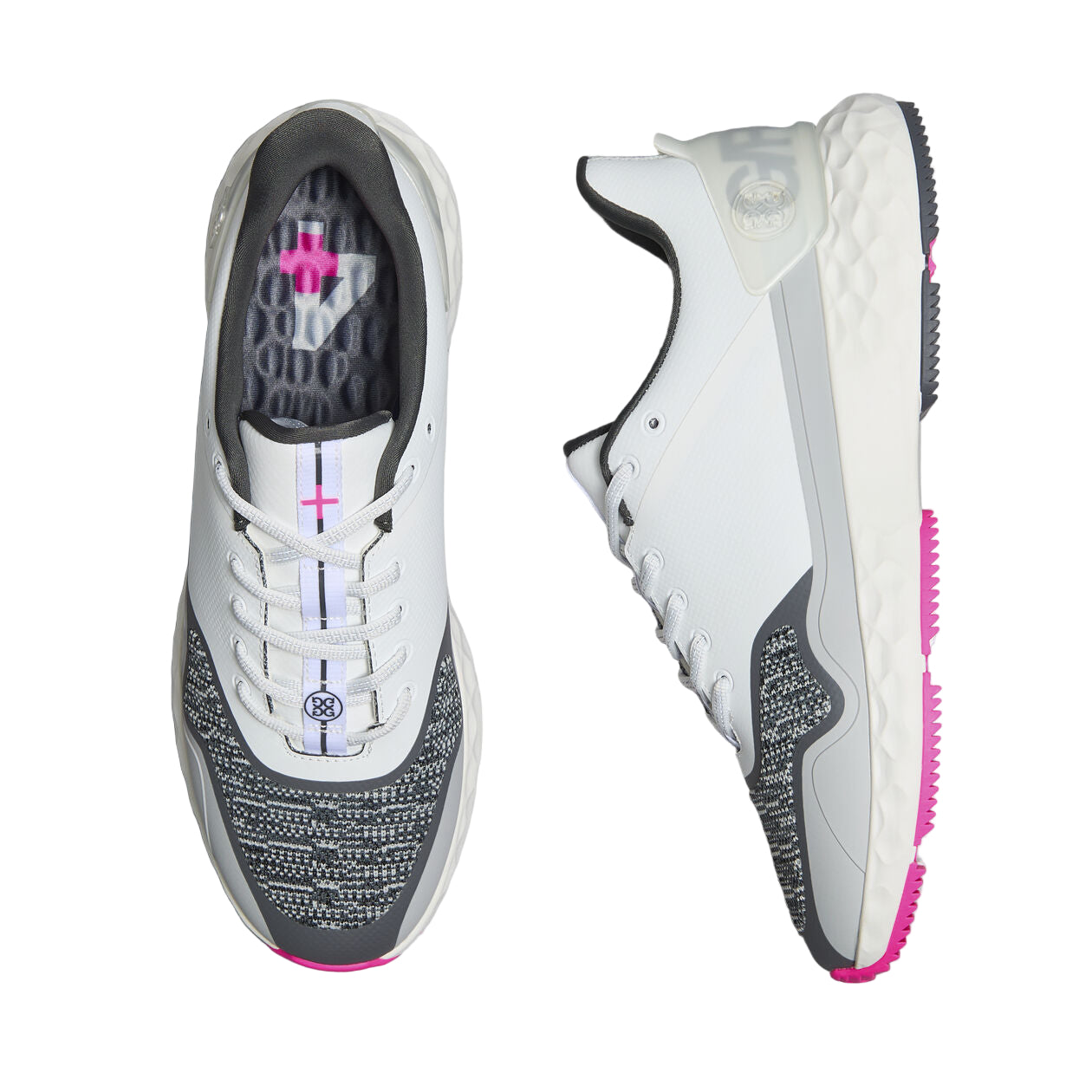 G/Fore Men`s Golf Shoe | MG4+ Stippled | Snow/Grey/Pink