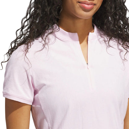 Adidas Women's Golf Shirt | Go-to Jacquard Short Sleeve Polo | Clear Pink
