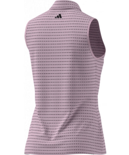 Adidas Women's Golf Shirt | Ultimate365 Striped Clear Pink Sleeveless Polo