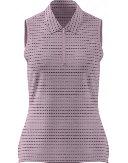 Adidas Women's Golf Shirt | Ultimate365 Striped Clear Pink Sleeveless Polo