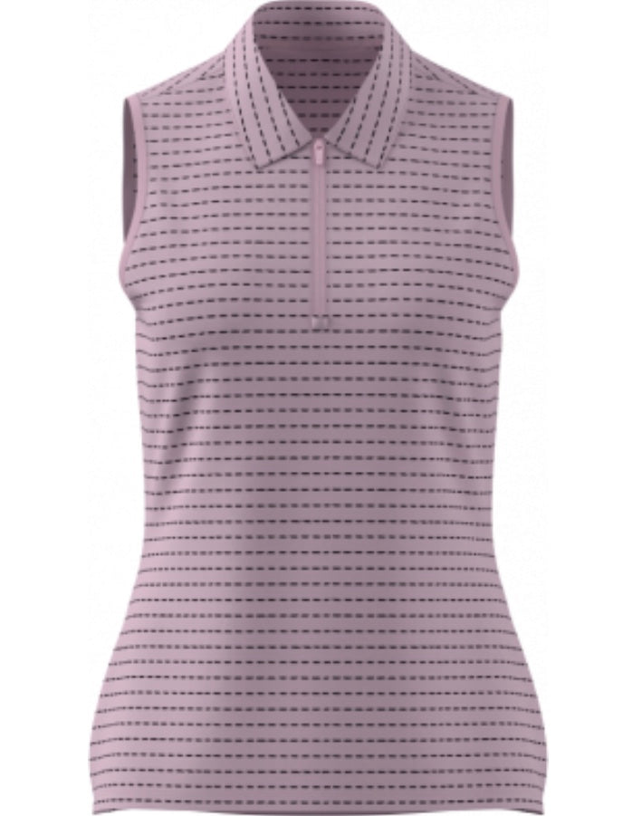 Adidas Women's Golf Shirt | Ultimate365 Striped Clear Pink Sleeveless Polo